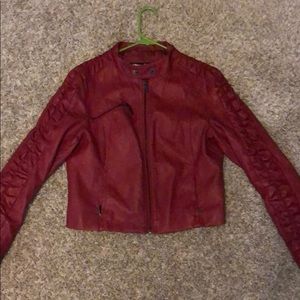 Faux Leather Red Jacket